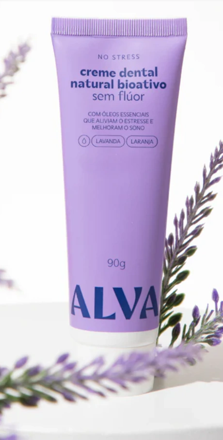 CREME DENTAL NATURAL BIOATIVO SEM FLUOR (NO STRESS) SABOR LARANJA E LAVANDA 90G ALVA