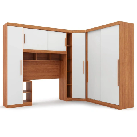 Quarto Modulado Solteiro 5 Peças 6 Portas 2 Gavetas Gênova Batrol