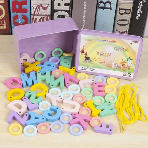 Juego Didáctico de aprendizaje Enhebrar En Madera