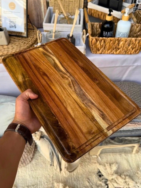 Tabla de madera de acacia rectangular