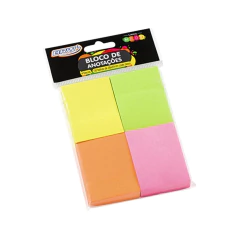 Bloquinho de Anotações 38x51mm Colorido Neon BRW 04un 100fls
