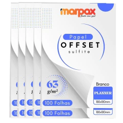 Papel Offset 63g Planner 180X180mm Branco Liso Marpax 1000Fl
