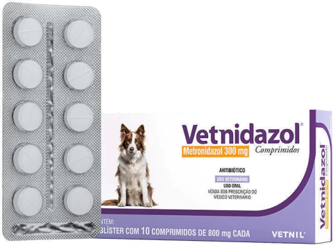 Antibiótico Vetnil Vetnidazol 300 mg para Cães e Gatos 10 comprimidos