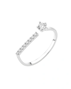 Anel Aberto em Prata 925 Cravejado com Zirconia 5 pontas
