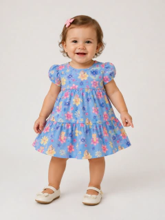 VESTIDO MANGA CURTA FLORAL 55616