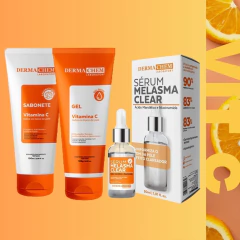 Kit 3 Skincare Vitamina C Clareador Dermachem - Sérum Melasma Clear Clareador / Gel facial Anti-idade/Sabonete facial - comprar online