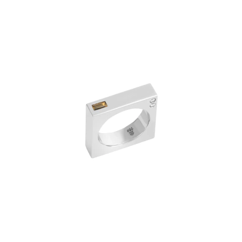Anel Square KS | Ouro Branco 18K