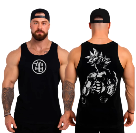 Camiseta Original Masculina Dry Fit para Academia para Musculação Treino Goku Dark Dragon Ball Gym