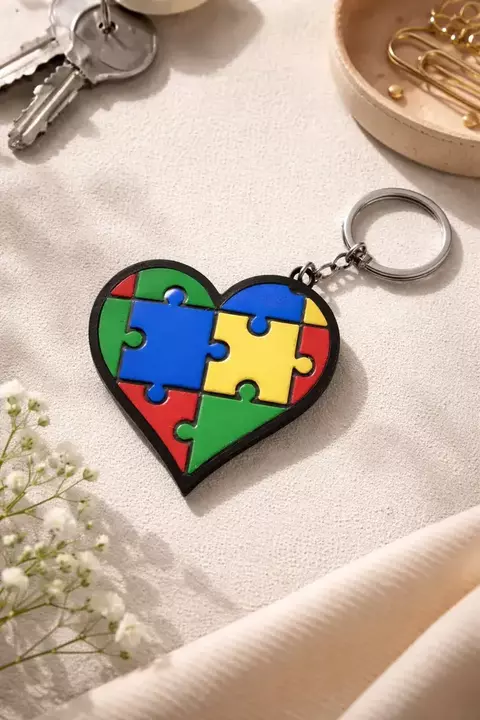 Chaveiro Coração Quebra-cabeça Autismo