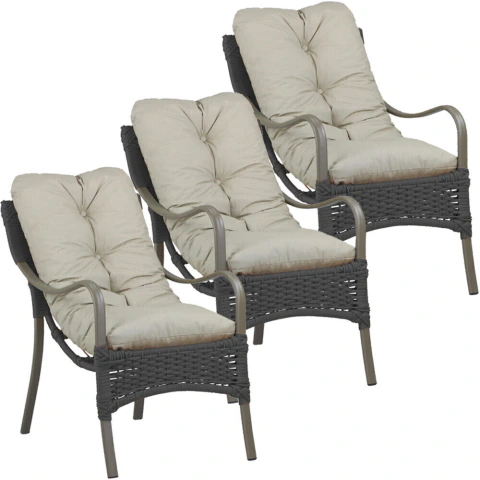 3 Poltronas Almofadadas e Mesa Guanabara Trama Original