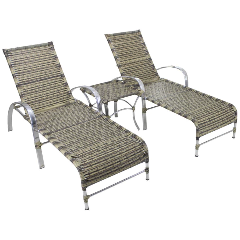 2 Espreguiçadeiras Garden e Mesa Piscina Jardim Varanda