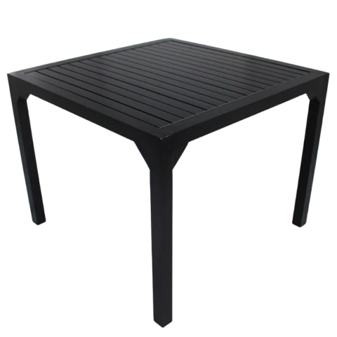 Mesa Quadrada Haiti 100cm com Tampo Ripado em Alumínio Trama