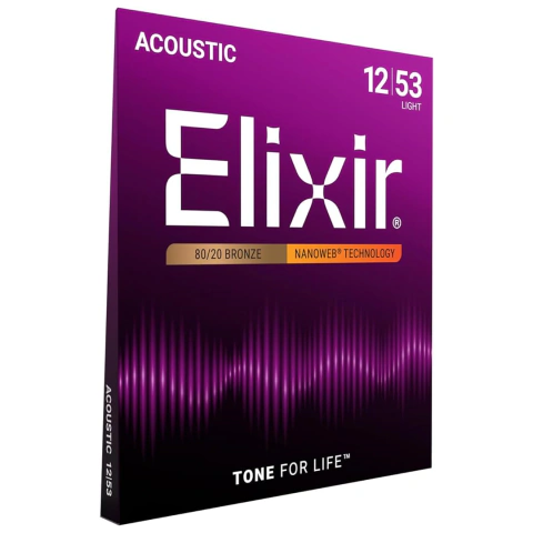 Encordoamento para violão 012 Elixir Nanoweb 80/20 Bronze Light