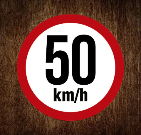 Placa Sinalização Velocidade máxima 50km/h - R-19