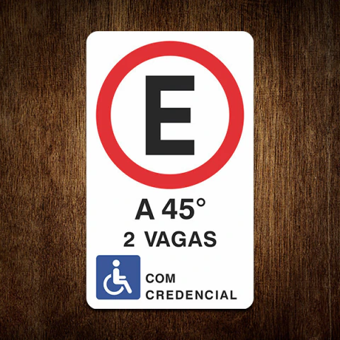 Placa Sinalização - Vaga PCD 45 Graus 2 Vagas