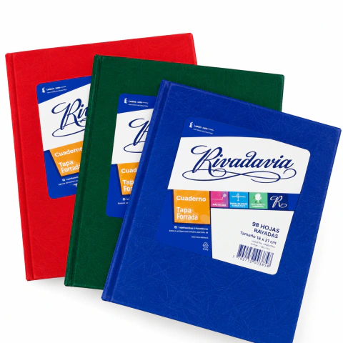 Cuaderno Rivadavia Forrado 16 X 21 X 98 hojas rayadas
