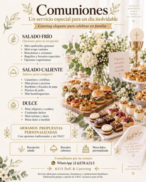 Servicio de catering para comuniones (Valor por persona)