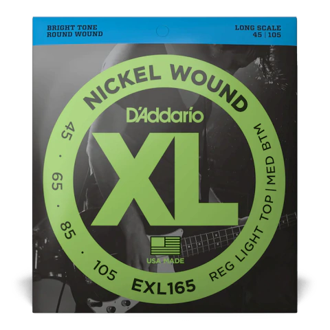 D'ADDARIO EXL165 (45-105) REGULAR LIGHT TOP/MEDIUM BOTTOM XL NICKEL