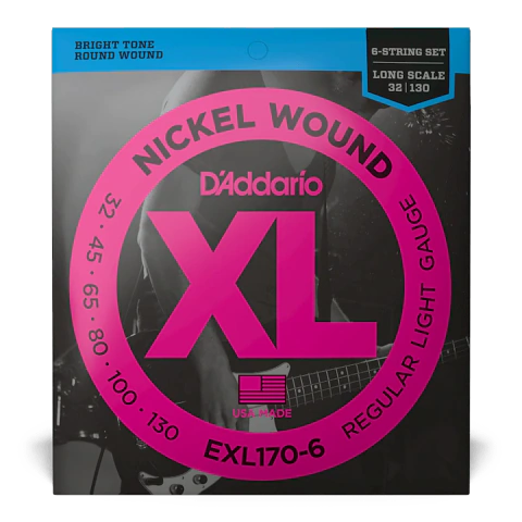 D'ADDARIO EXL170-6 (32-130) (6-STRING) REGULAR LIGHT XL NICKEL
