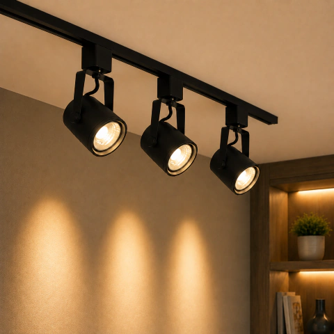 TRILHO ELETRIFICADO 50CM + 3 SPOTS FERRO PAR20 - Bela Home
