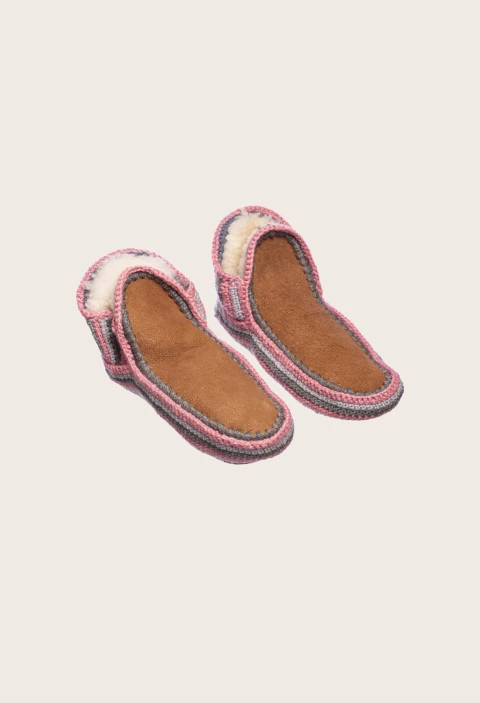 PANTUFLA ROSA, GRIS OXFORD Y GRIS PERLA