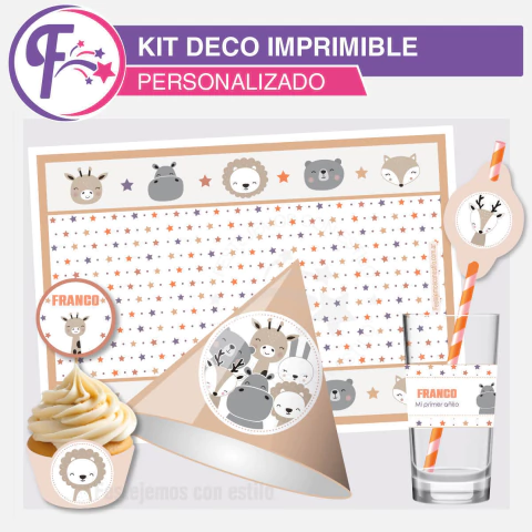 Animales Nórdicos Kit Imprimible Decoración Personalizado - comprar online