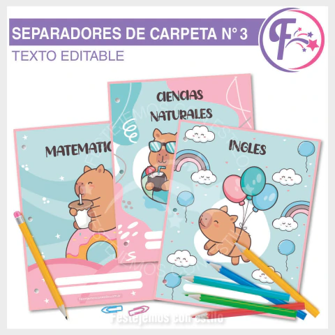 Capibara Separadores Escolares Imprimibles Texto Editable