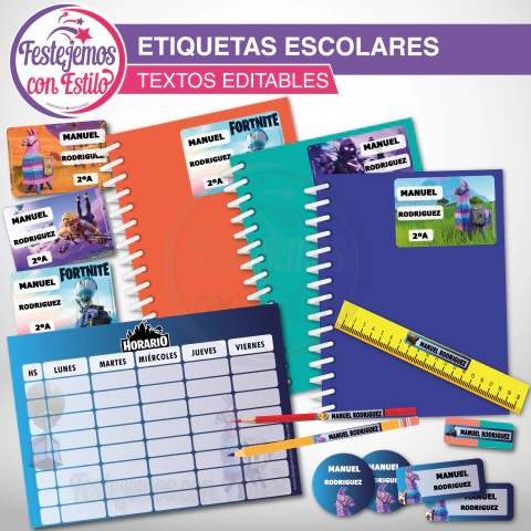 Fortnite Etiquetas Escolares Imprimibles Texto Editable