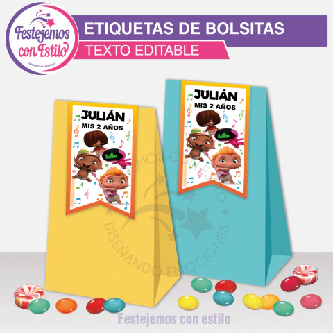 Mini Beat Power Rockers Cierra Bolsas Texto Editable - comprar online