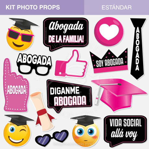Kit imprimible props graduación abogada frases derecho y leyes