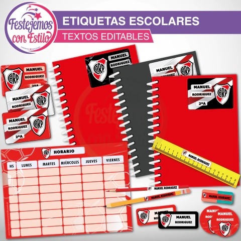 River Plate Etiquetas Escolares Imprimibles Texto Editable