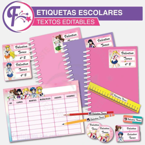 Sailor Moon Etiquetas Escolares Imprimibles Texto Editable