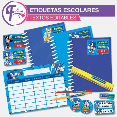 Sonic Etiquetas Escolares Imprimibles Texto Editable