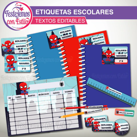 Spiderman Etiquetas Escolares Imprimibles Texto Editable