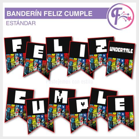 Undertale Banderín Imprimible Feliz Cumpleaños - comprar online
