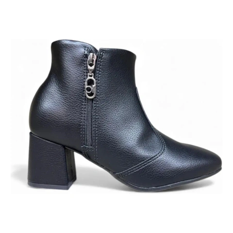 Bota Feminina Beira Rio Cano Curto Salto Grosso Zíper Confortável Casual Elegante Macia - comprar online