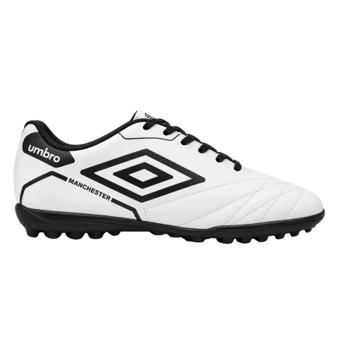 Chuteira Umbro Society Manchester Adulto Unissex Sintética com Costuras de Reforço Palmilha EVA Macia para Jogar Futebol em Grama Sintética - Calezza