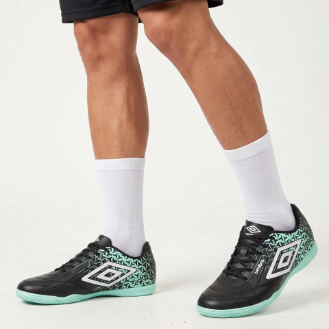 Chuteira Futsal Umbro Class Neo Masculina Indoor Solado Borracha Confortável Preto Branco Verde