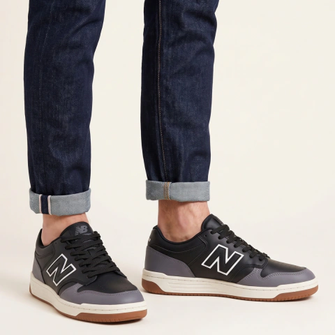 Tênis New Balance BB480L Masculino Original Preto Grafite Casual Confortável Dia a Dia e Lazer