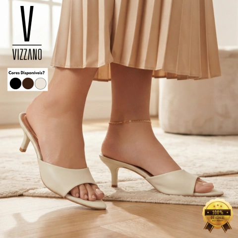 Tamanco Feminino Vizzano Elegante Bico Fino Salto Baixo Casual Original