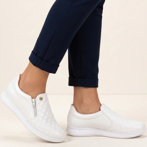 Tênis Feminino Modare Ultraconforto Casual Confortável Macio Slip On com Zíper Calce Fácil Original