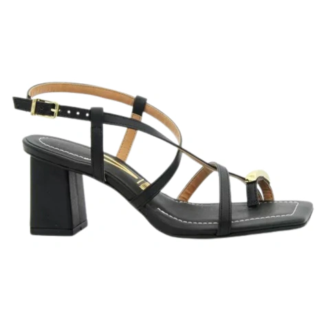 Sandália Feminina Vizzano Salto Baixo Detalhe Dedo Dourado Original - comprar online