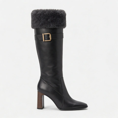 Bota Vizzano Feminina Cano Alto Salto Bloco Médio Alto Conforto Estilo Sofisticado Fivela Moda Inverno Dia a Dia Elegant - comprar online