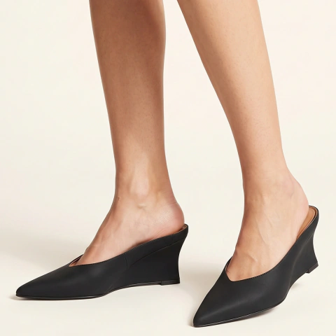 Scarpin Vizzano Feminino Mule Bico Fino Salto Anabela 7,5cm Sapato Confortável Casual Elegante