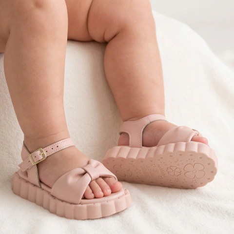 Sandália Infantil Molekinha Bebê Laço EVA Antiderrapante Confortável Casual Dia a Dia Passeio Menina Com Fivela