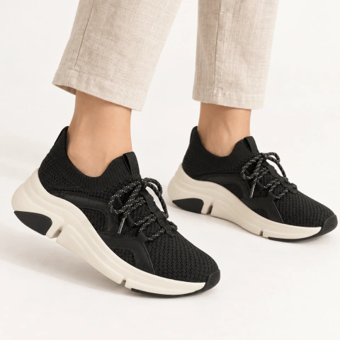 Tênis Feminino Modare Ultraconforto Casual Esportivo em Knit Calce Fácil Solado Alto 6,1 cm para Uso no Dia a Dia