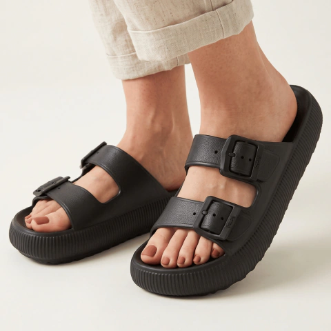 Papete Usaflex Feminina Slide Modelo Poofy Plataforma Estilo EVA Confortável Fivela Original