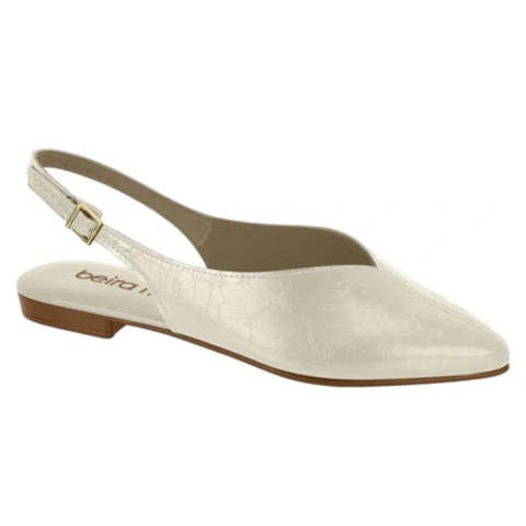 Sapatilha Beira Rio Slingback Chanel Bico Fino Casual Elegante