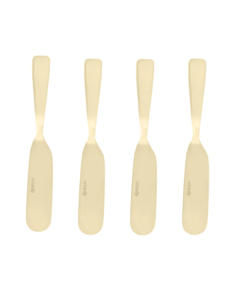 Conjunto 4 Espátulas Aço Inox Dourado Elegante