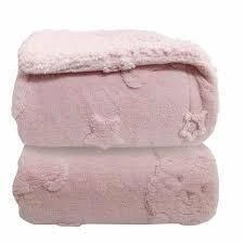 Cobertor Bebê Laço Bebê Microfibra Plush com Sherpa Urso Rosa